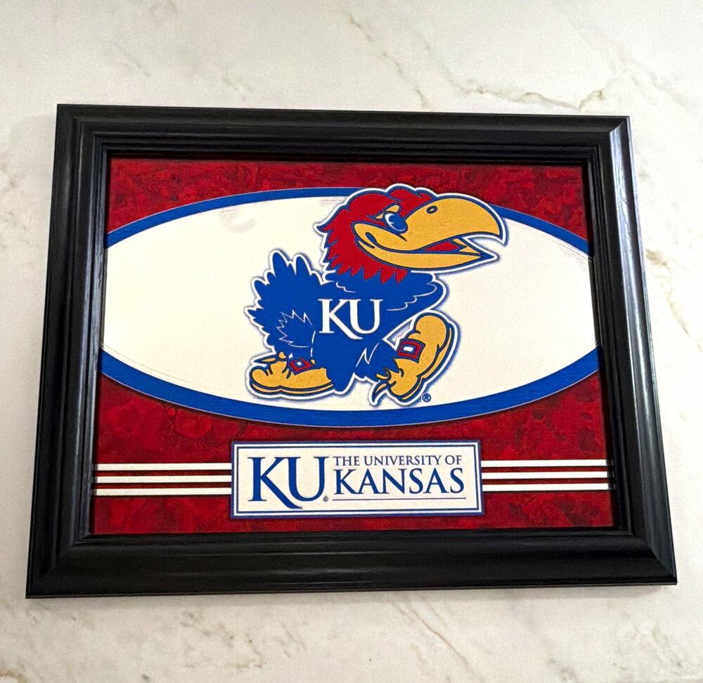 Kansas Jayhawks KU Officially Licensed Framed Print Wall Decor Red Blue 17x14